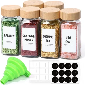 6Pcs 4oz Glass Spice Jars with Label