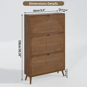 Narrow Shoe Cabinet with 3 Flip Drawers