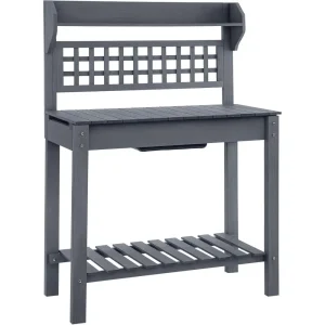 Gray Wooden Outdoor Potting Bench